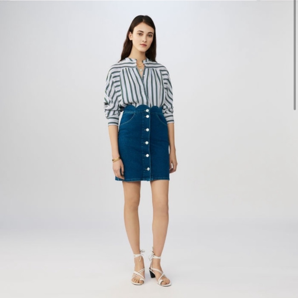 🌺MAJE Scalloped Denim Skirt Button Front⭐️